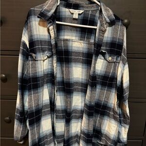 Old Navy Navy and White Checkered Shirt